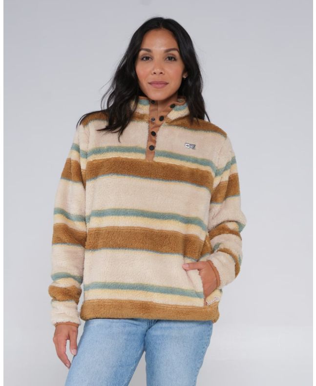 Mujer con jersey de forro sherpa Salty Crew Calm Seas Natural 