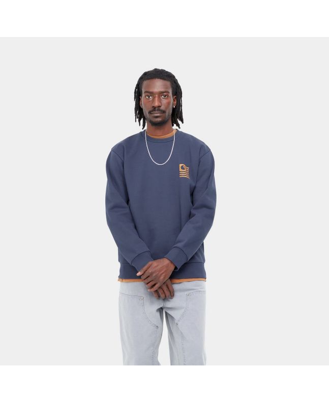 Hombre con Sudadera Carhartt WIP Label State Flag Sweat Azul