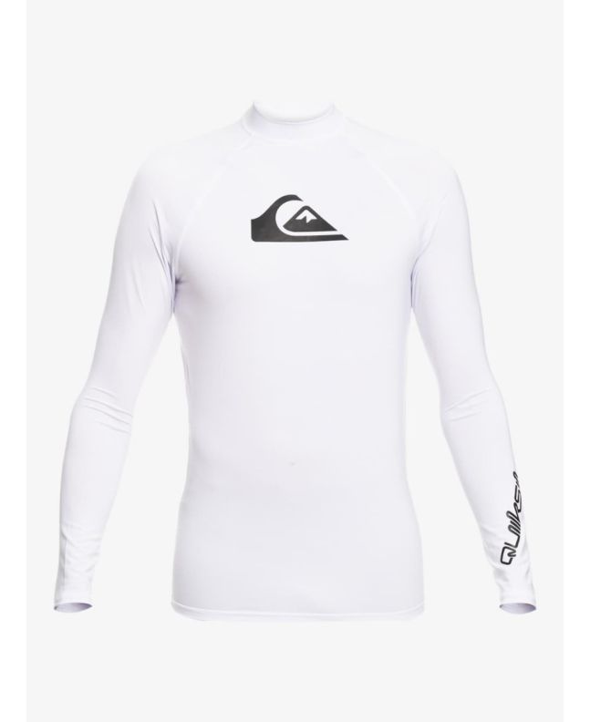 Licra de manga larga Quiksilver All Time con protección solar UPF 50 blanca para hombre 