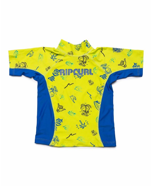 Camiseta de protección solar UPF 50+ Rip Curl Grom Monsta lima para niños de 2 a 6 años