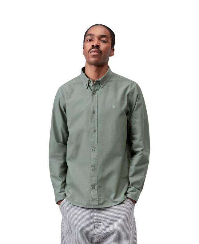 Hombre con Camisa Carhartt WIP L/S Bolton Shirt Velvet Green