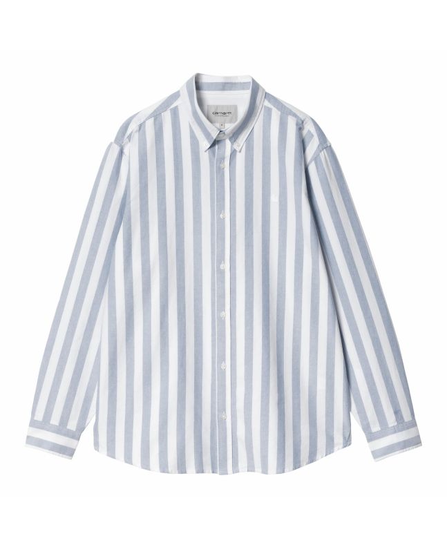 Camisa de manga larga Carhartt WIP Dillion azul y blanca a rayas para hombre