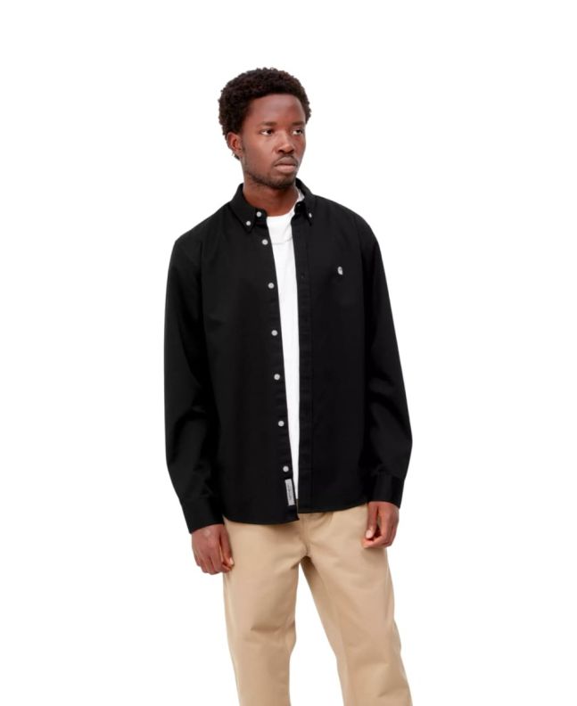 Hombre con Camisa de manga larga Carhartt WIP Madison Shirt Black/Wax