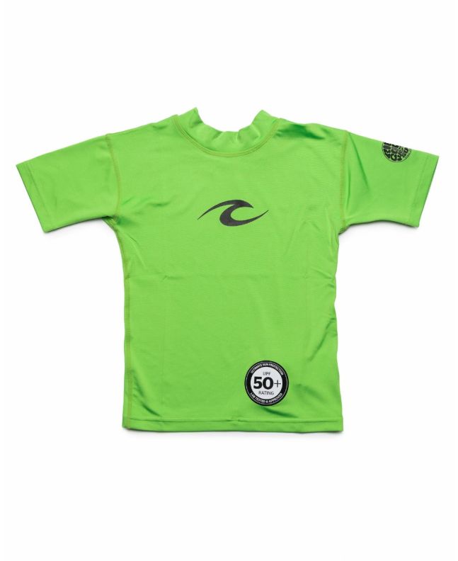 Camiseta de protección solar UPF 50+ Rip Curl Grom Corpo verde lima para niño