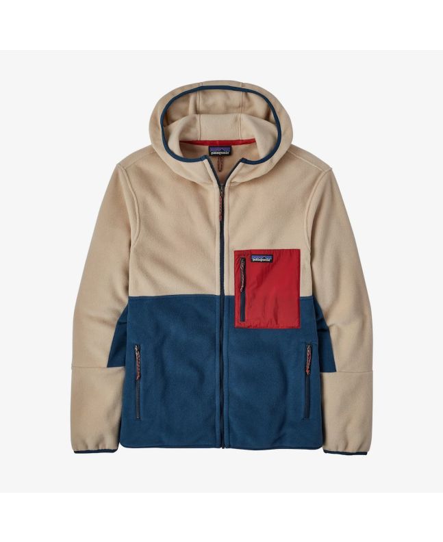 Chaqueta polar con capucha Patagonia M's Microdini Fleece Hoody azul y beige para hombre
