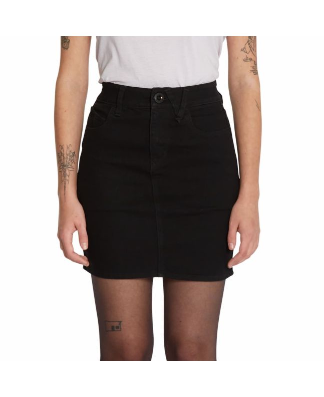 Mujer con minifalda Vaquera Volcom Weellow Denim Negra 