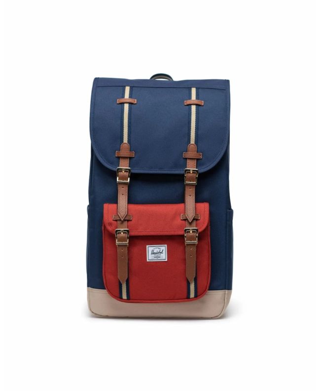 Mochila Herschel Little America Backpack 30 Litros color azul marino, rojo y ocre Unisex