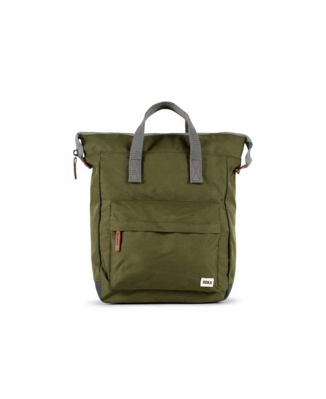 Mochila mediana Roka London Bantry B Sustainable Canvas Verde Musgo Unisex