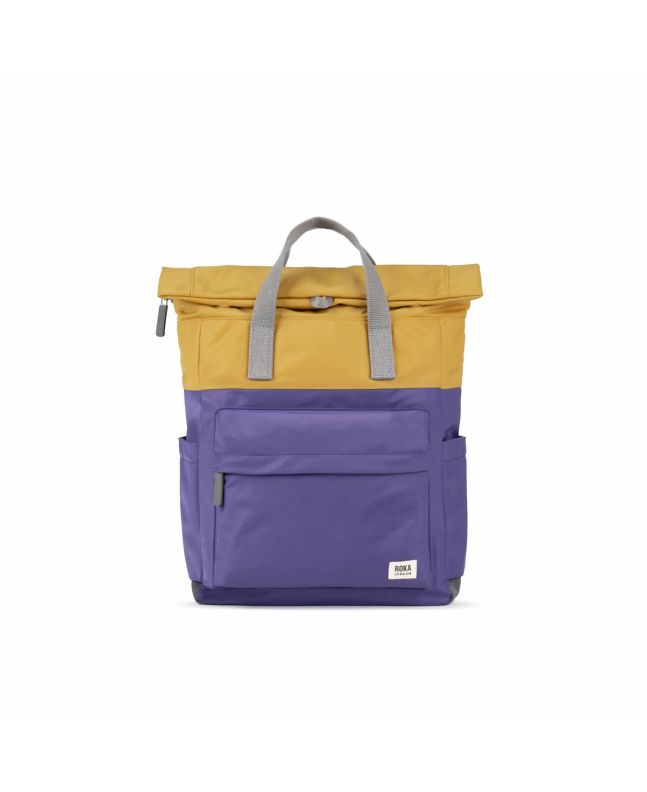 Mochila Mediana Roka Creative Waste Two Tone Canfield B Recycled Nylon Amarilla y violeta