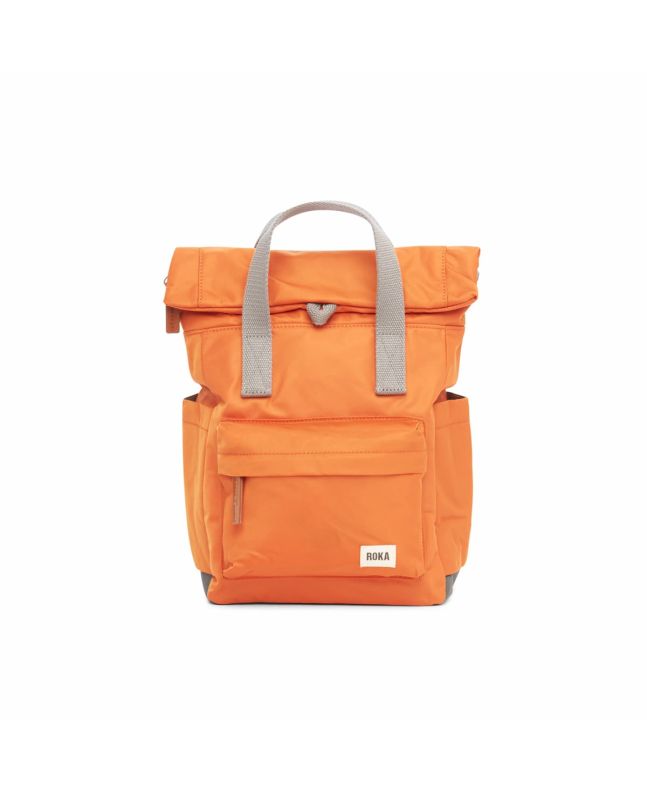 Mochila pequeña vegana Roka Canfield B Nailon reciclado naranja quemado Unisex