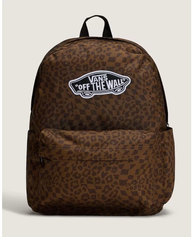 Mochila escolar Vans Old Skool Classic Marrón con estampado de leopardo Unisex