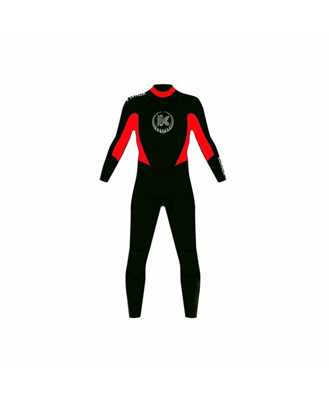 Traje de neopreno Kohala 4/3mm con cremallera en la espalda negro y rojo para hombre