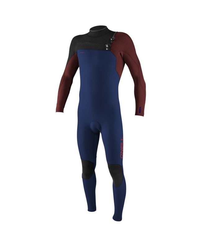 Traje de surf con cremallera en el pecho O'Neill Youth Hyperfreak 5/4+ Azul Marino-Granate-Negro para chico