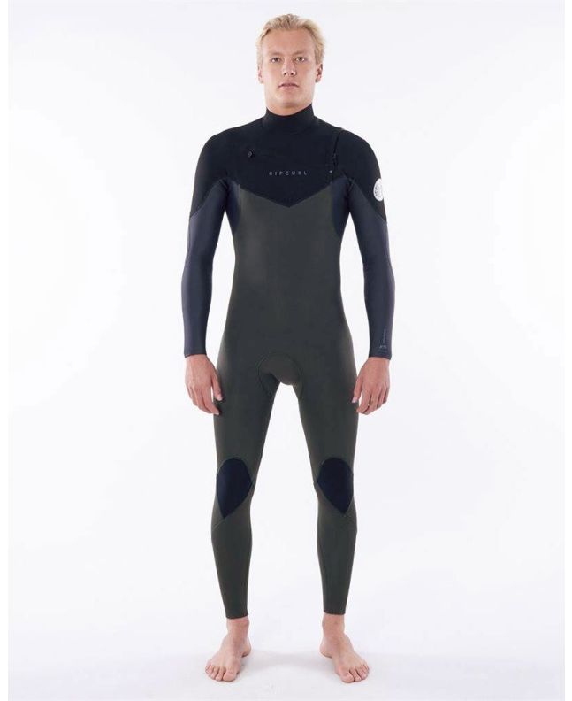 Neopreno con cremallera en el pecho Rip Curl Dawn Patrol 4/3 Verde para hombre frontal