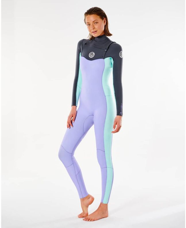 Mujer con Traje de surf con cremallera en el pecho Rip Curl Dawn Patrol 5/3mm Eco Violeta