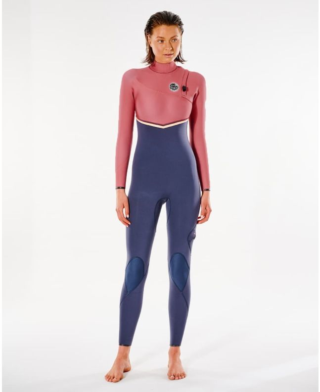 Traje de Surf de Neopreno sin cremallera Rip Curl E-Bomb 5/3 para mujer en color rosa y azul marino