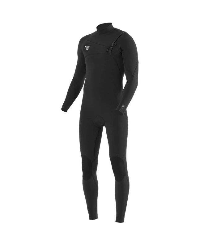 Traje de Surf de neopreno para hombre Vissla Seven Seas 4/3mm con cremallera en el pecho en color negro 