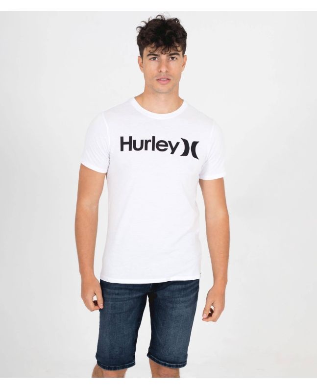 Camiseta Premium de Manga Corta para Hombre Hurley One & Only blanca Frontal
