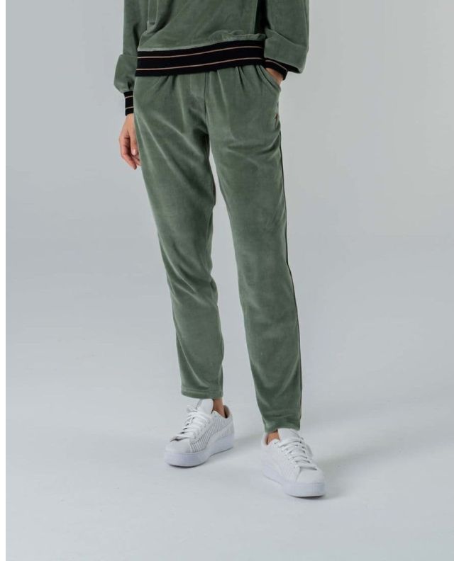 Mujer con pantalón jogger de terciopelo Lightning Bolt Seven Seas verde