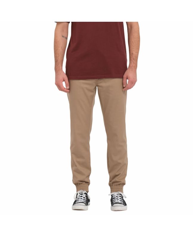 Hombre con pantalón de cintura elástica Volcom Frickin Slim Tapered Jogger Khaki
