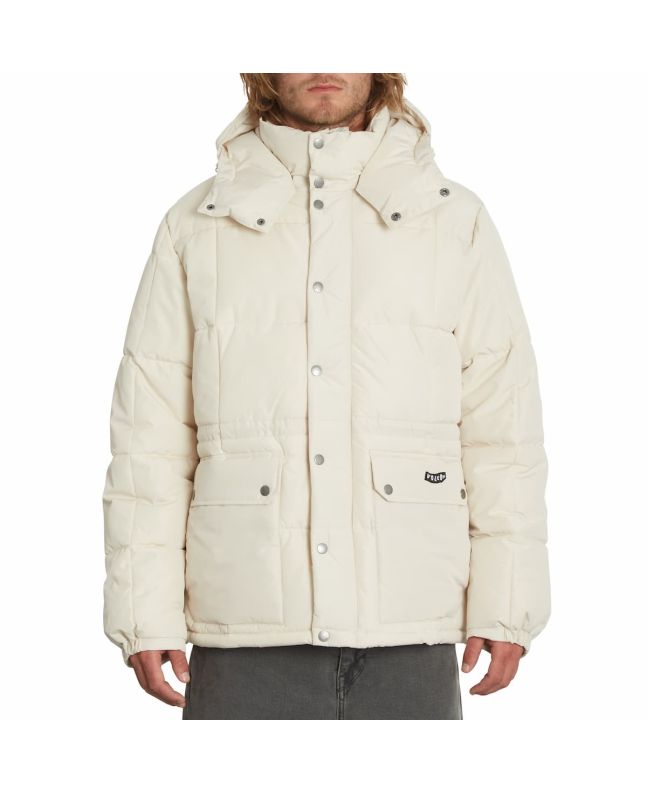 Hombre con parka acolchada con capucha Volcom Superstoner 5K blanca