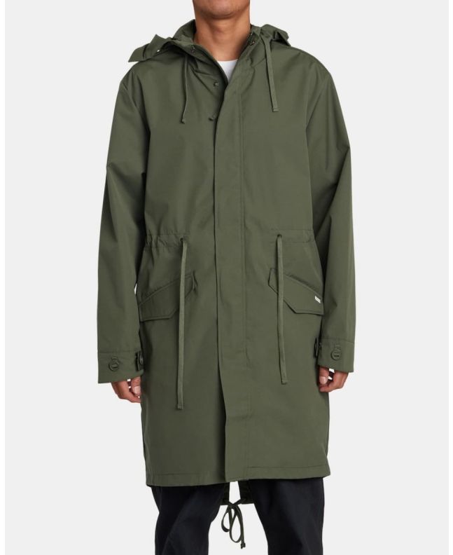 Hombre con Parka resistente al agua RVCA Fishtail Raincoat Jacket Verde