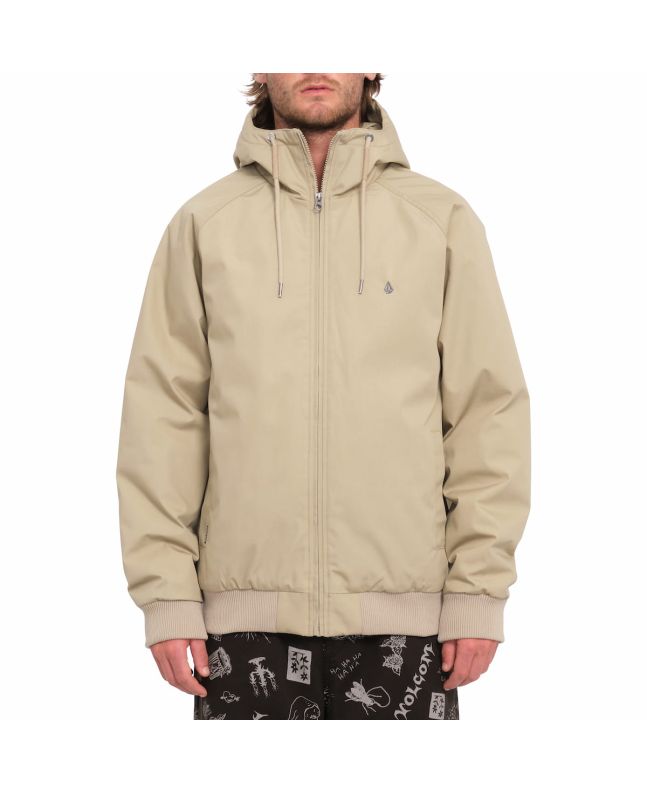 Hombre con chaqueta impermeable con capucha Volcom Hernan 10K Jacket Khaki