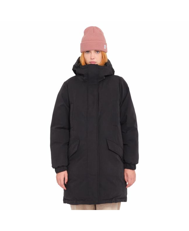 Mujer con Parka gruesa y acolchada con capucha Volcom Sleepi Puff Up Negra
