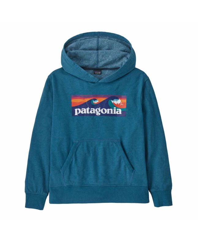 Sudadera con capucha Patagonia Kids Lightweight Graphic Hoody Boardshort Logo Azul para niños
