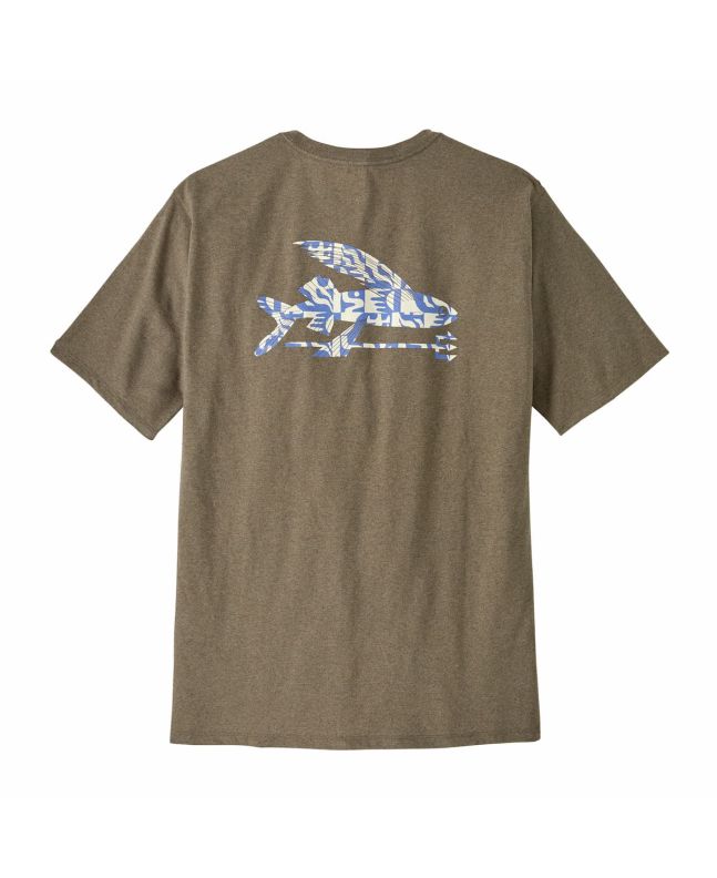 Camiseta de manga corta Patagonia Men's Flying Fish Responsibili-Tee en color marrón y azul