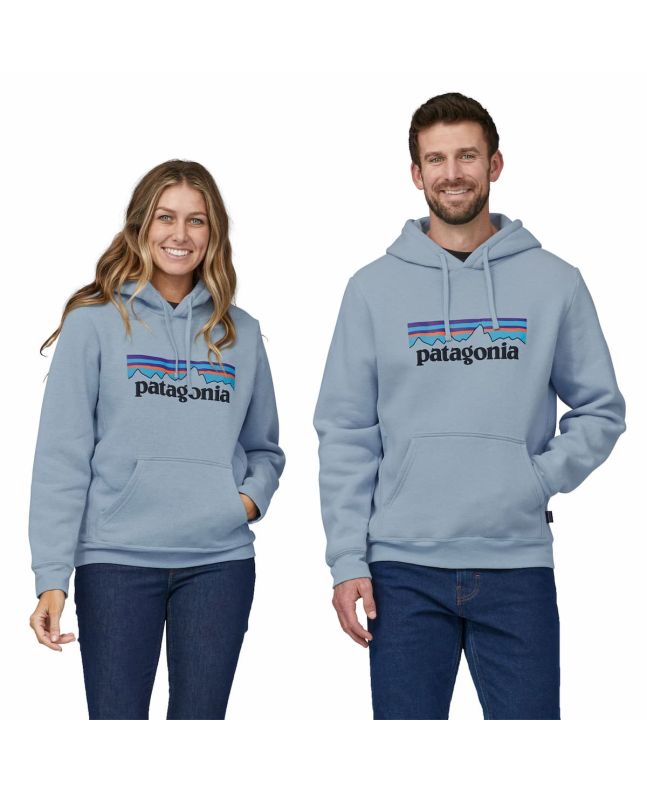 Mujer y Hombre con Sudadera de capucha Patagonia P-6 Logo Uprisal Azul Vapor Unisex