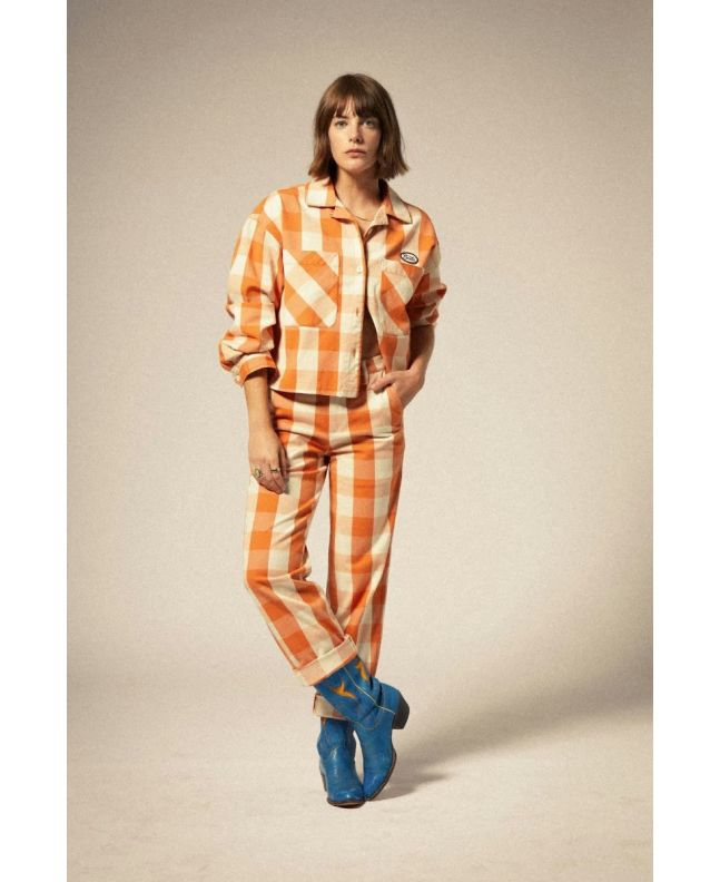 Mujer con Pantalón Brixton Bedford Pant Tangerine Gingham