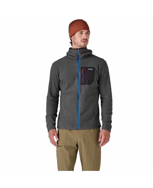Hombre con Chaqueta Polar Patagonia M's R1 Air Full-Zip Hoody Gris