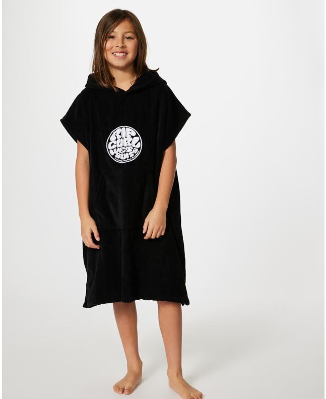 Niño con Toalla de playa con capucha Rip Curl Icons Boy negra