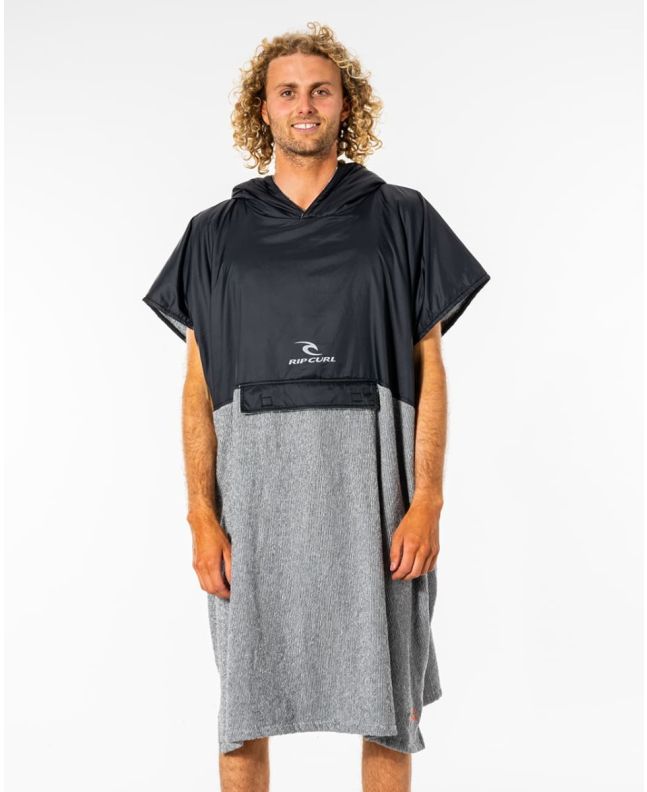 Hombre con Poncho cambiador para Surf Rip Curl Viral Anti-Series Hooded Towel Negro-Gris