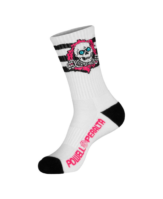 Calcetines Powell Peralta Ripper Stripes blanco negro rosa para hombre