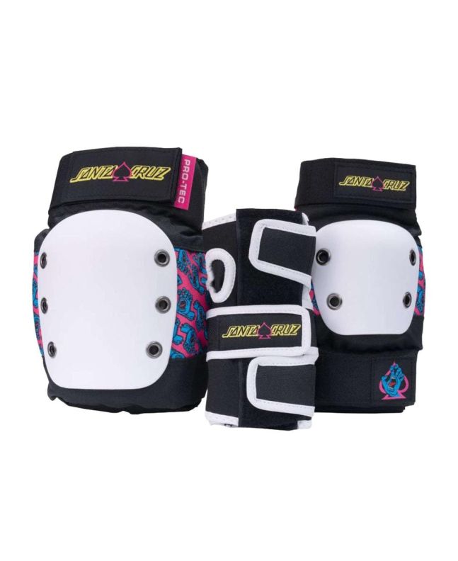 Juego de protecciones para skate Pro-Tec Santa Cruz Street Negro-Blanco-Rosa para adulto