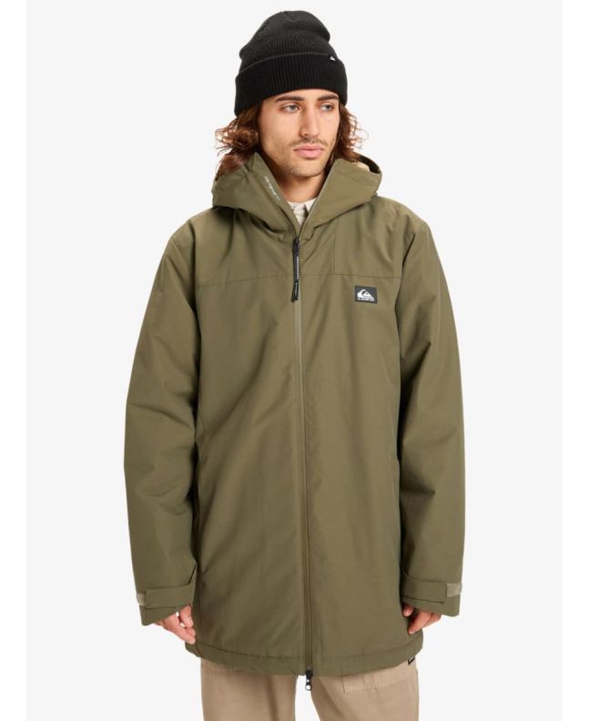Hombre con parka impermeable con capucha Quiksilver Overcast 3K Verde