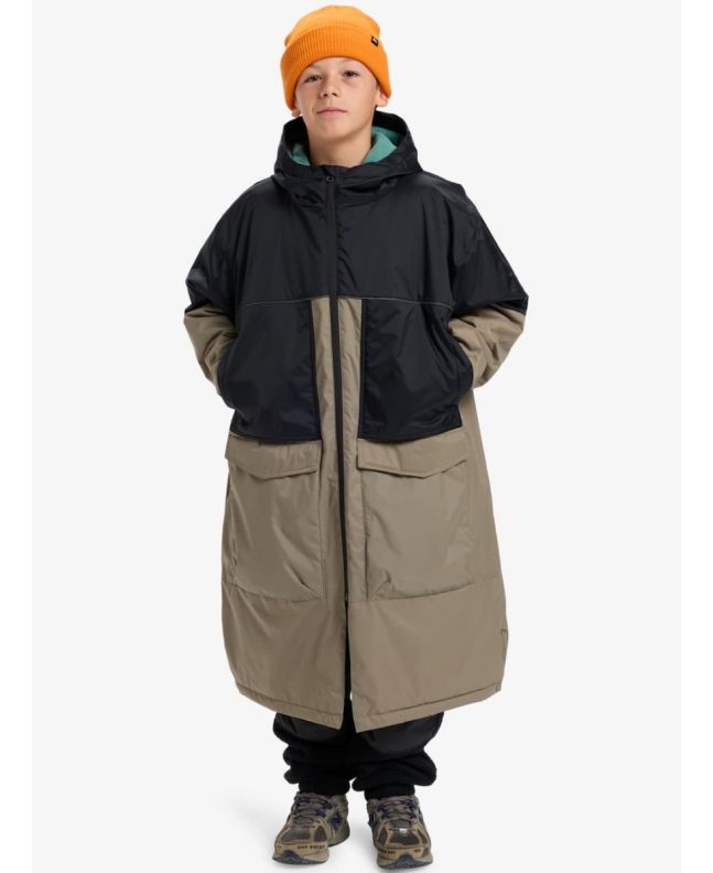 Niño con chaqueta tipo poncho cambiador Quiksilver Youth Full Rig Poncho Negro y Beige