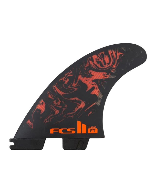 Quillas para tabla de surf FCS II Filipe Toledo Performance Core Tri-Fins en color negro y rojo Talla L