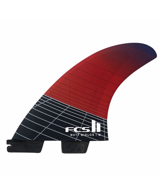 Quillas de surf FCS II Matt Biolos Performance Core Carbon Tri-Fins Rojas Talla Large