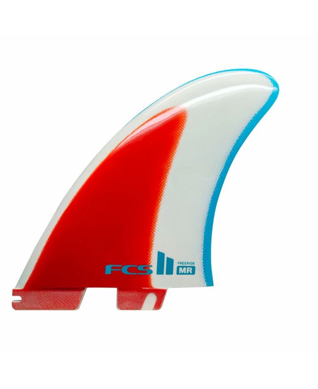 Quillas para tabla de surf FCS II Mark Richards Freeride Performance Glass Twin Fin XL en azul, rojo y blanco 