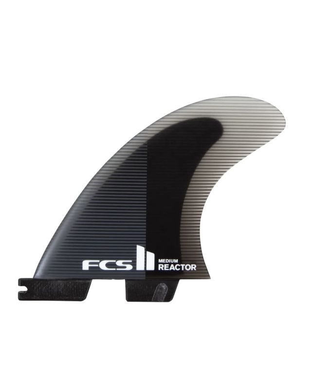 Quillas para tabla de surf FCS II Reactor Performance Core Charcoal-Black Medium Tri Fins
