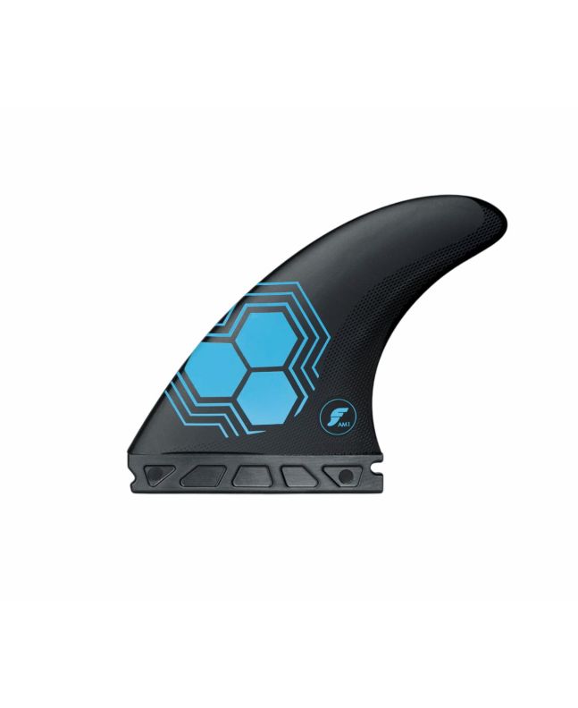 Quillas para tabla de Surf Futures FAM1 Alpha Series color carbón y azul Tri-Fins Medium
