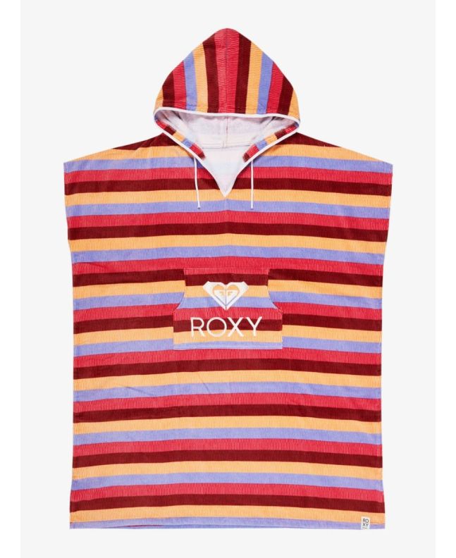 Toalla Poncho Roxy Ponchito rosa con estampado a rayas para mujer