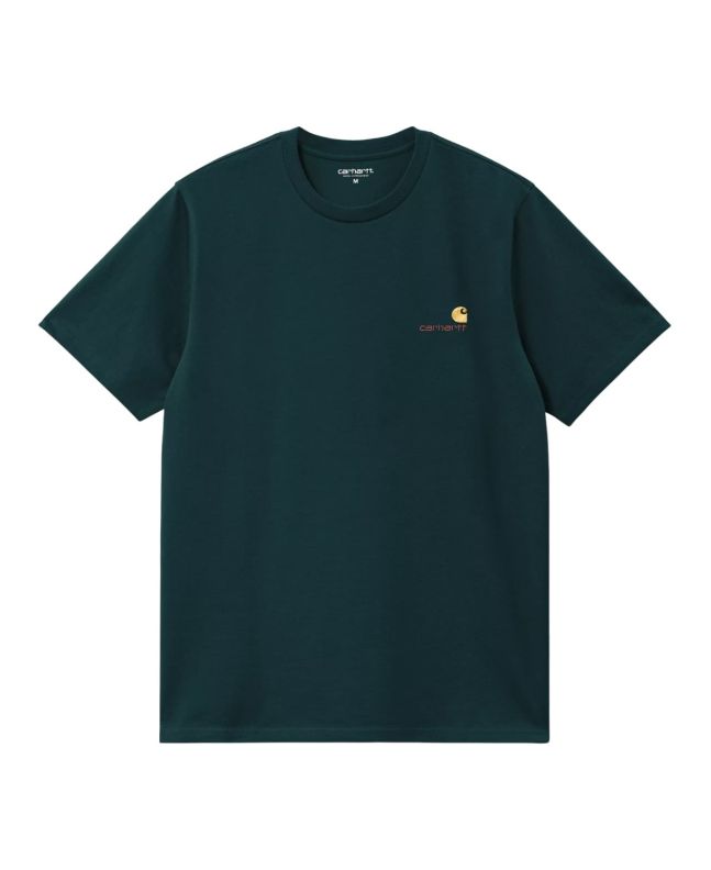 Camiseta de manga corta Carhartt WIP American Script color Deep Lagoon para hombre