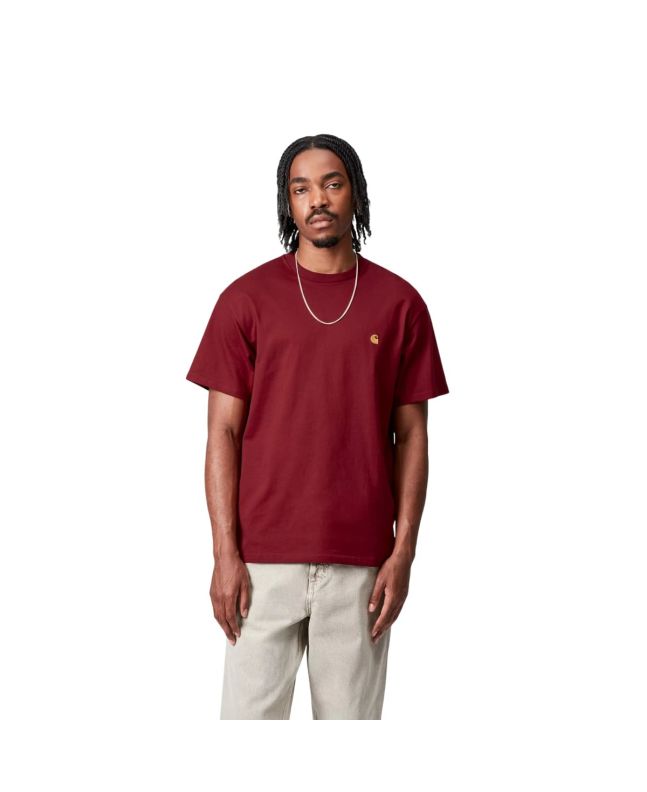 Hombre con camiseta Carhartt WIP Chase Escarlata-Dorado