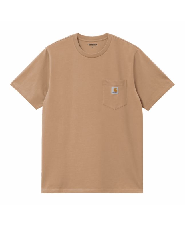 Camiseta de manga corta con bolsillo Carhartt WIP Pocket color marrón cacahuete para hombre