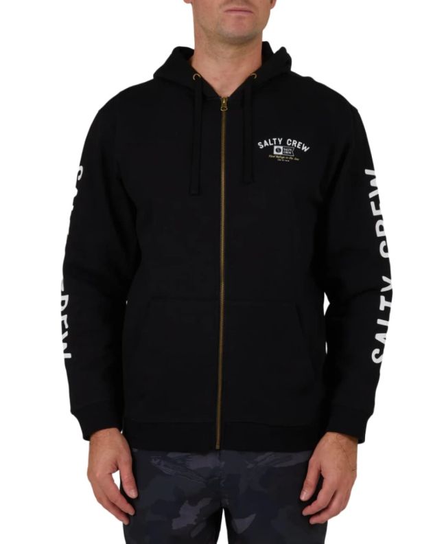 Hombre con Sudadera de capucha y cremallera Salty Crew Surf Club Zip Fleece Negra