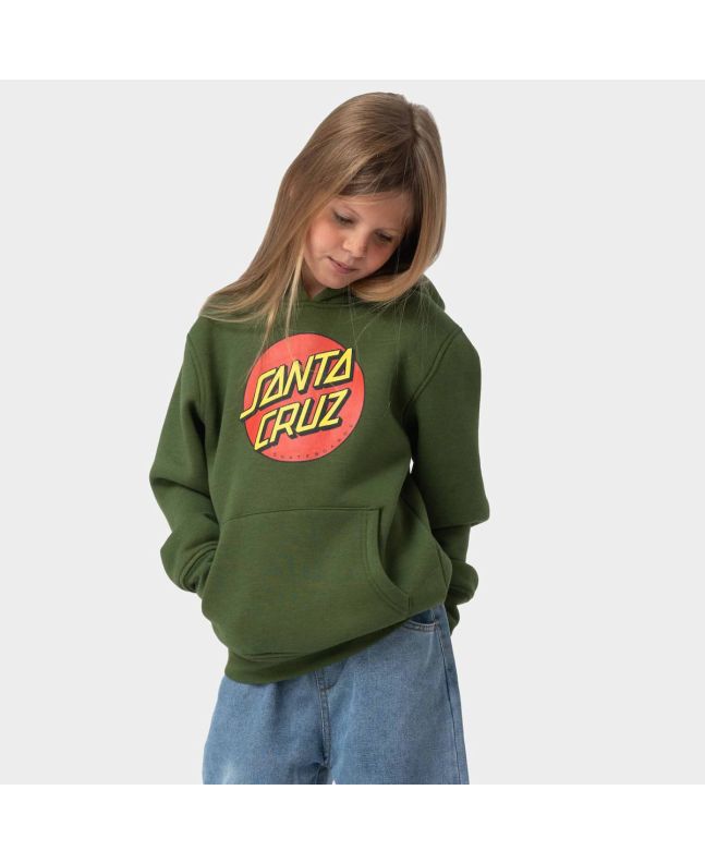 Niña con Sudadera de capucha Santa Cruz Youth Classic Dot Verde Dark Moss